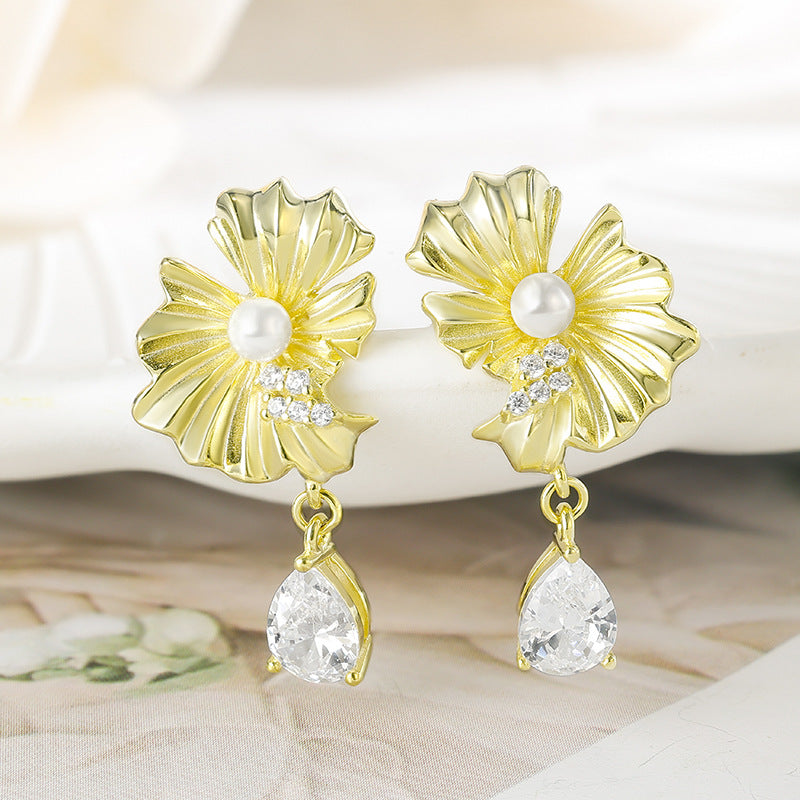 S925 Sterling Silver Zirconia Flower Earrings – Elegant & Delicate Jewelry