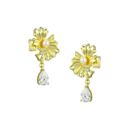 S925 Sterling Silver Zirconia Flower Earrings – Elegant & Delicate Jewelry